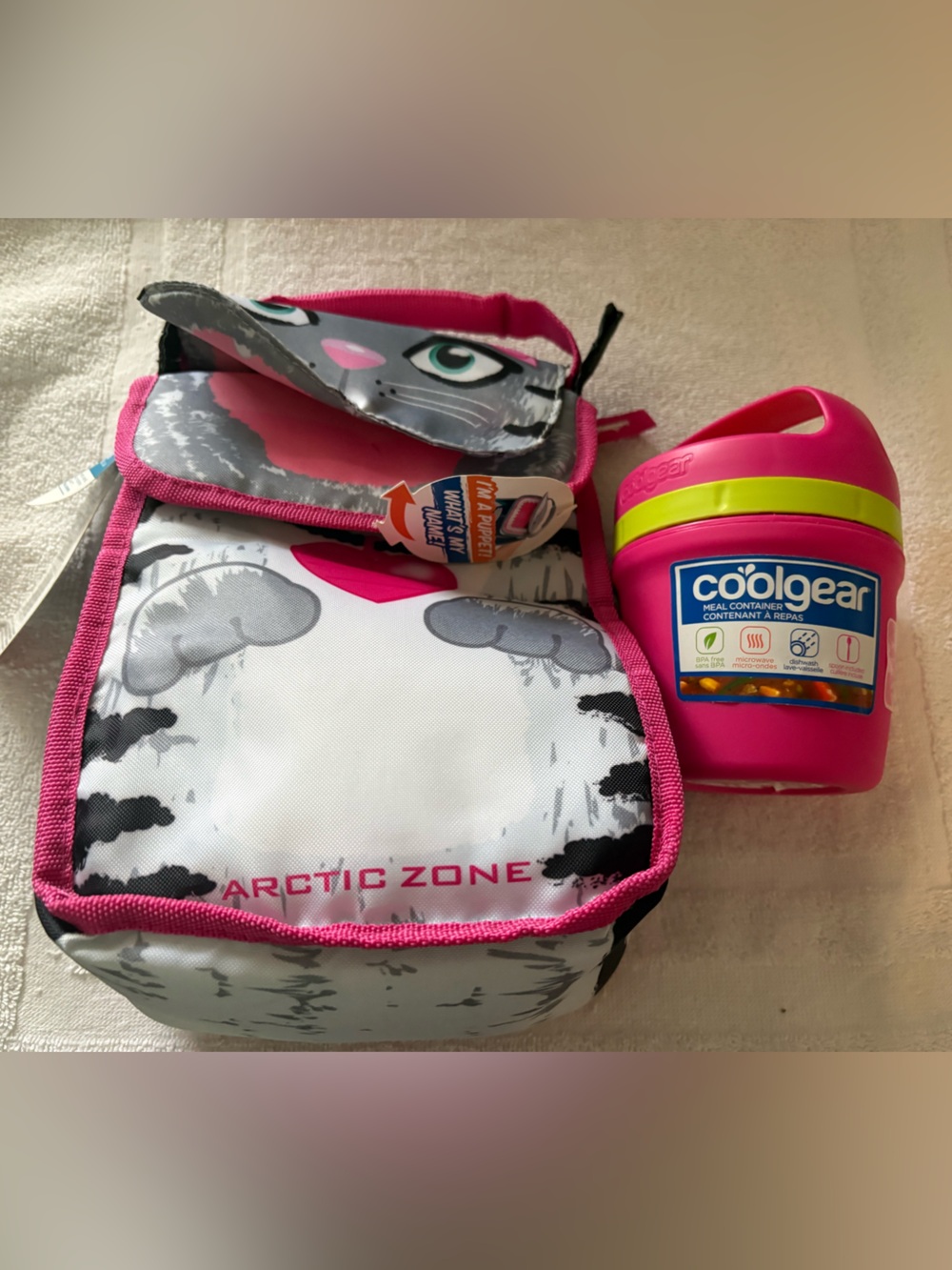 New Arctic Zone Kids Pink Lunch Bag with Cool Gear Hot/Cold Container